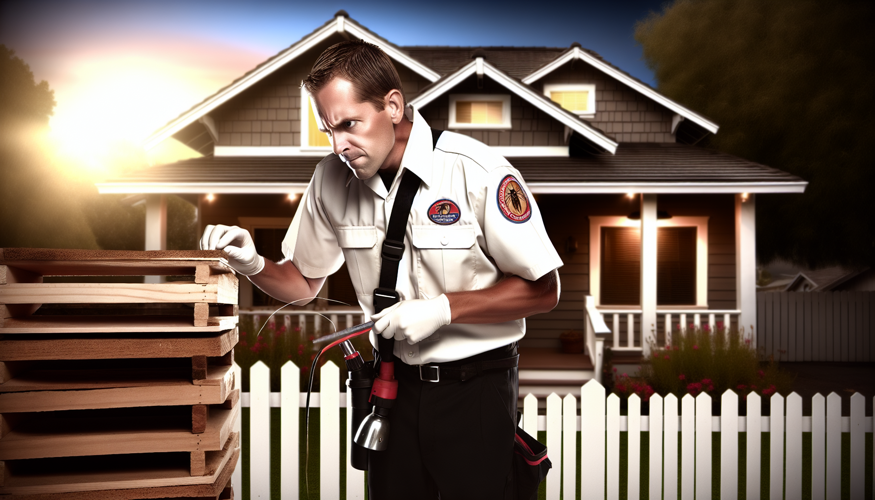 Photo of licensed pest control professional inspecting for termites