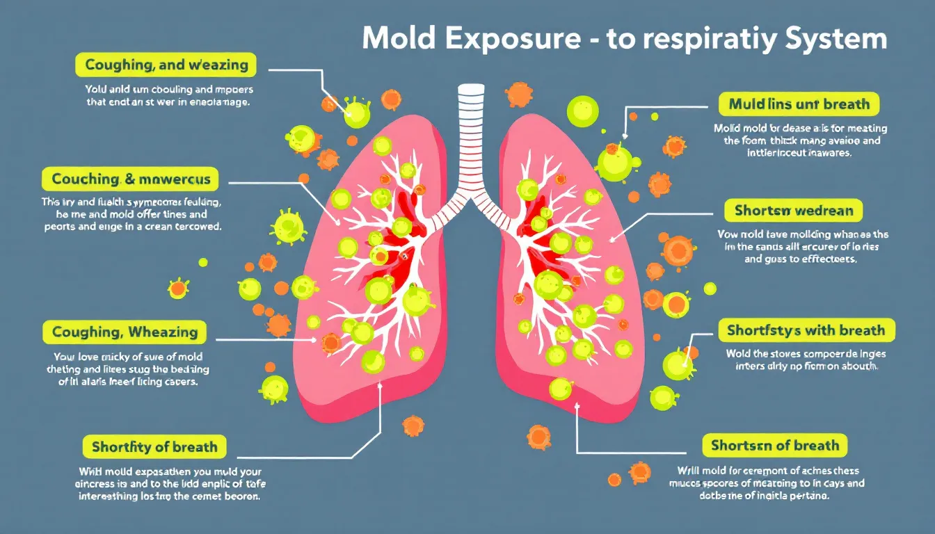 Visual representation of respiratory issues caused by mold exposure.