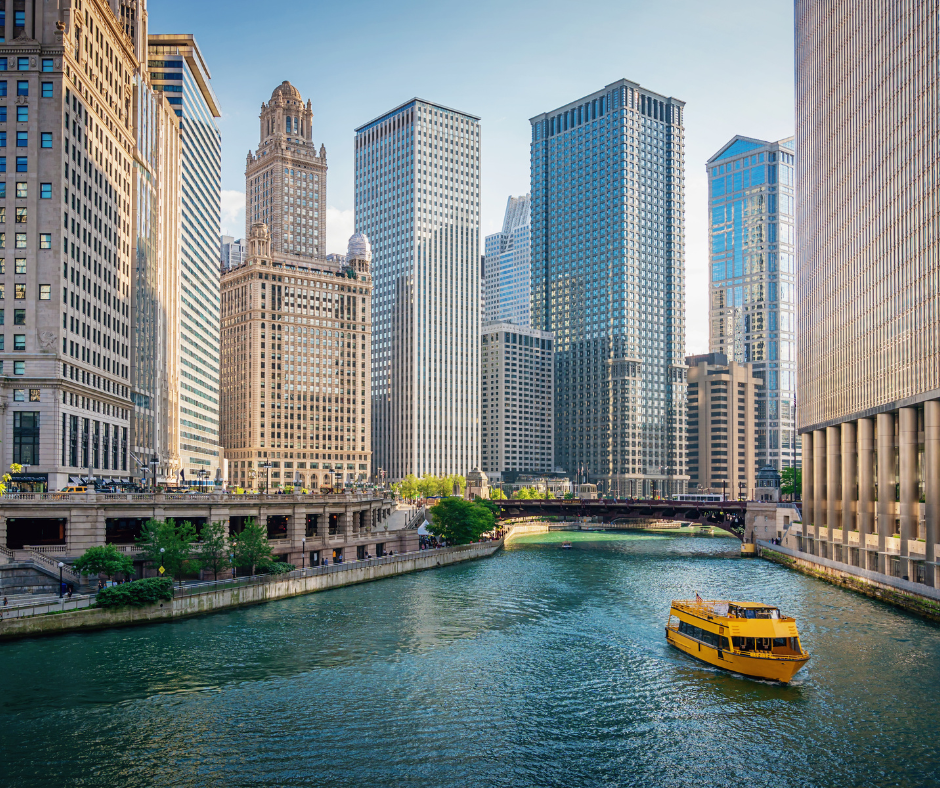 Chicago skyline and river