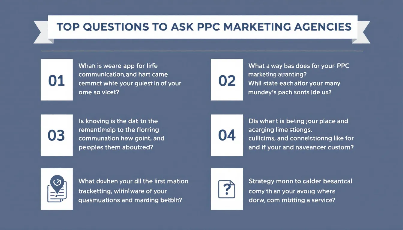 In the image, a group of professionals is gathered around a table discussing key questions to ask PPC marketing agencies, highlighting topics like data-driven PPC campaigns, advertising strategies, and budget management for successful PPC campaigns. The setting suggests a collaborative environment focused on enhancing digital marketing efforts and achieving measurable business growth.
