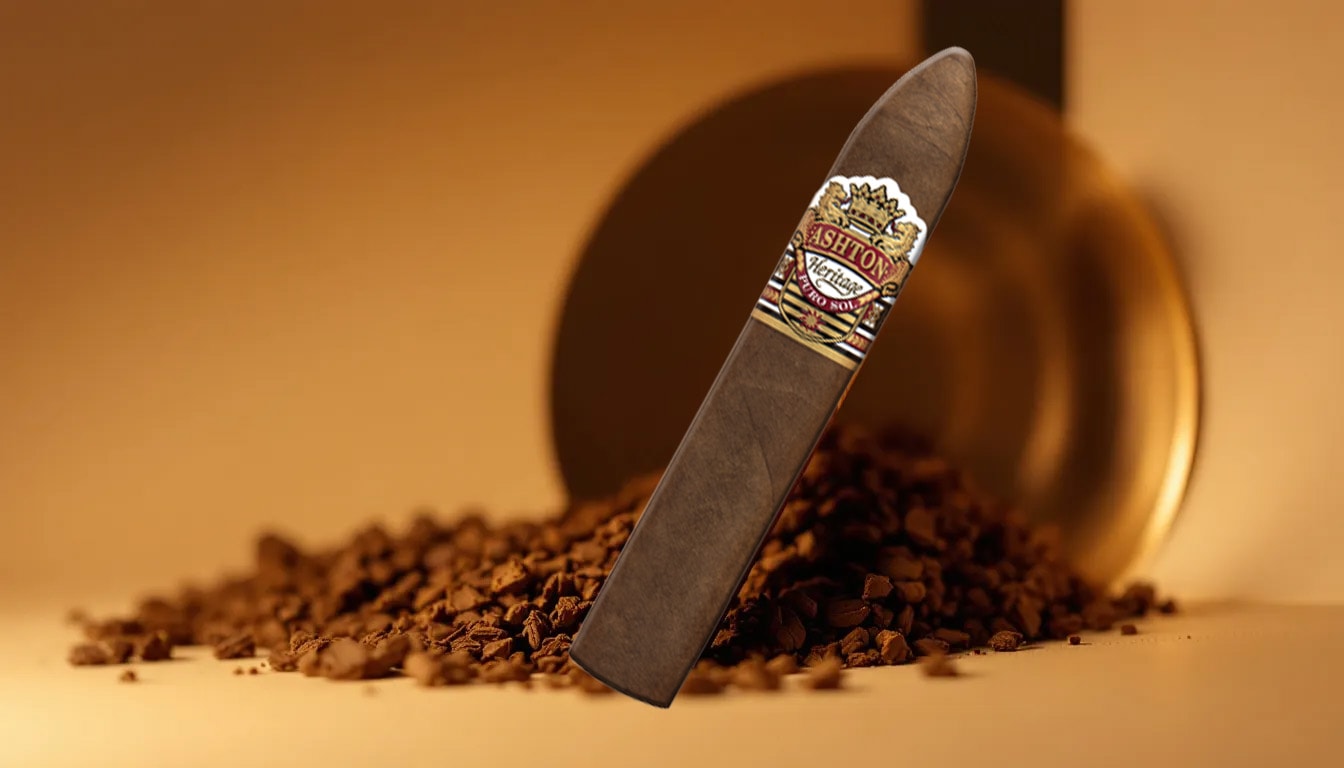 A close-up of Ashton Heritage Puro Sol Belicoso No.2 cigar being cut.