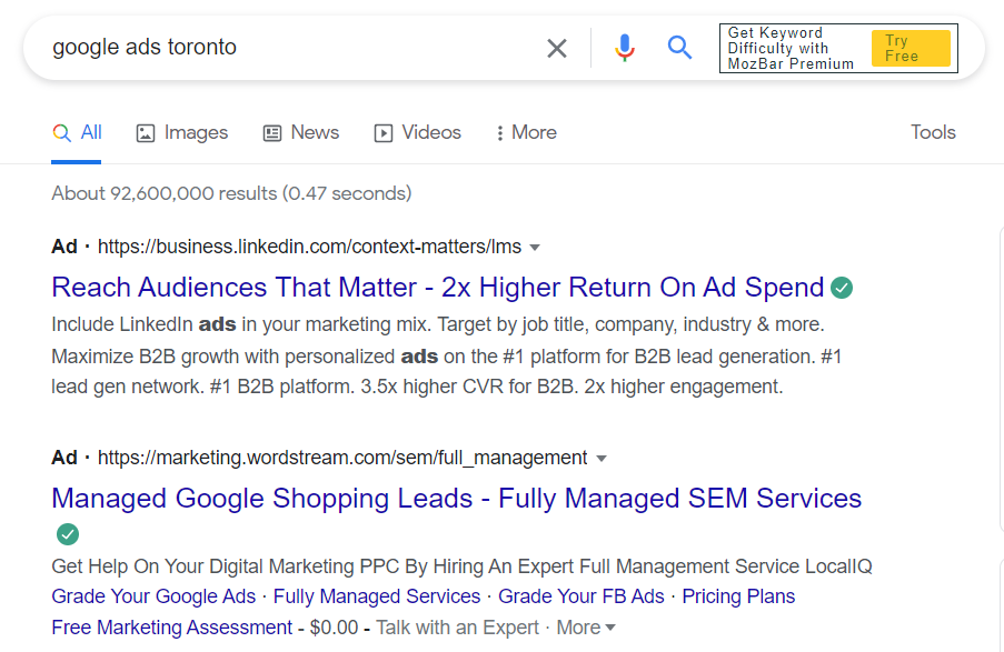 Google Ad examples