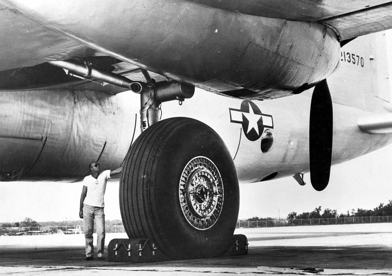 B-36 bomber in action during a military operation.