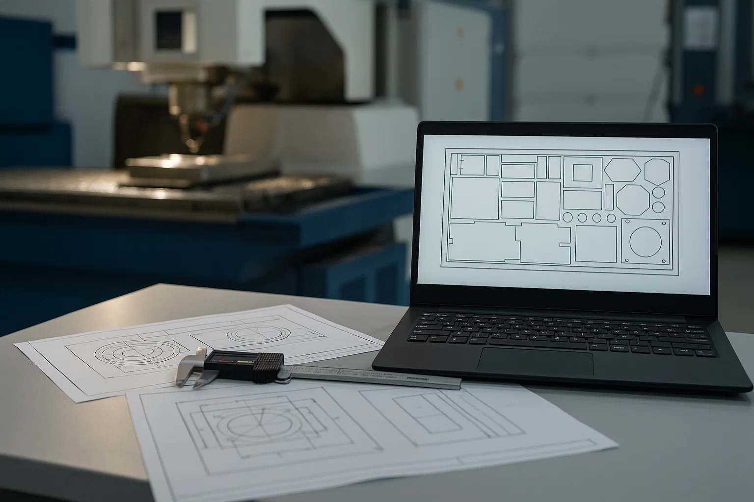 CNC production planning using CAD drawings and nesting software.