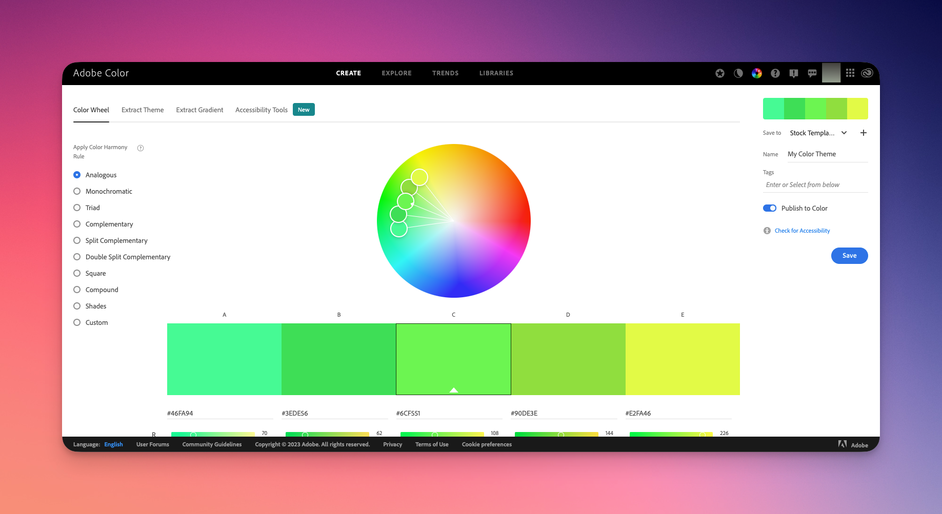 Remote.tools shows Adobe color wheel tool that can help you with creating Instagram color palette for your Instagram feed