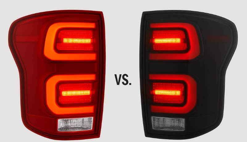 Red vs Blackened Appearance Tail light Assemblies providing facilities for cars and trucks