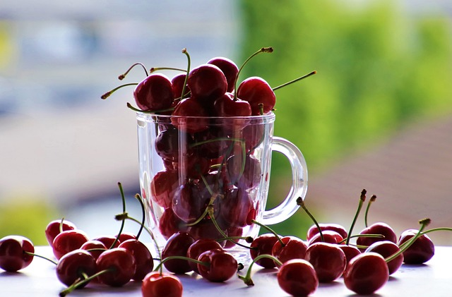 cherries, fruit, the cup