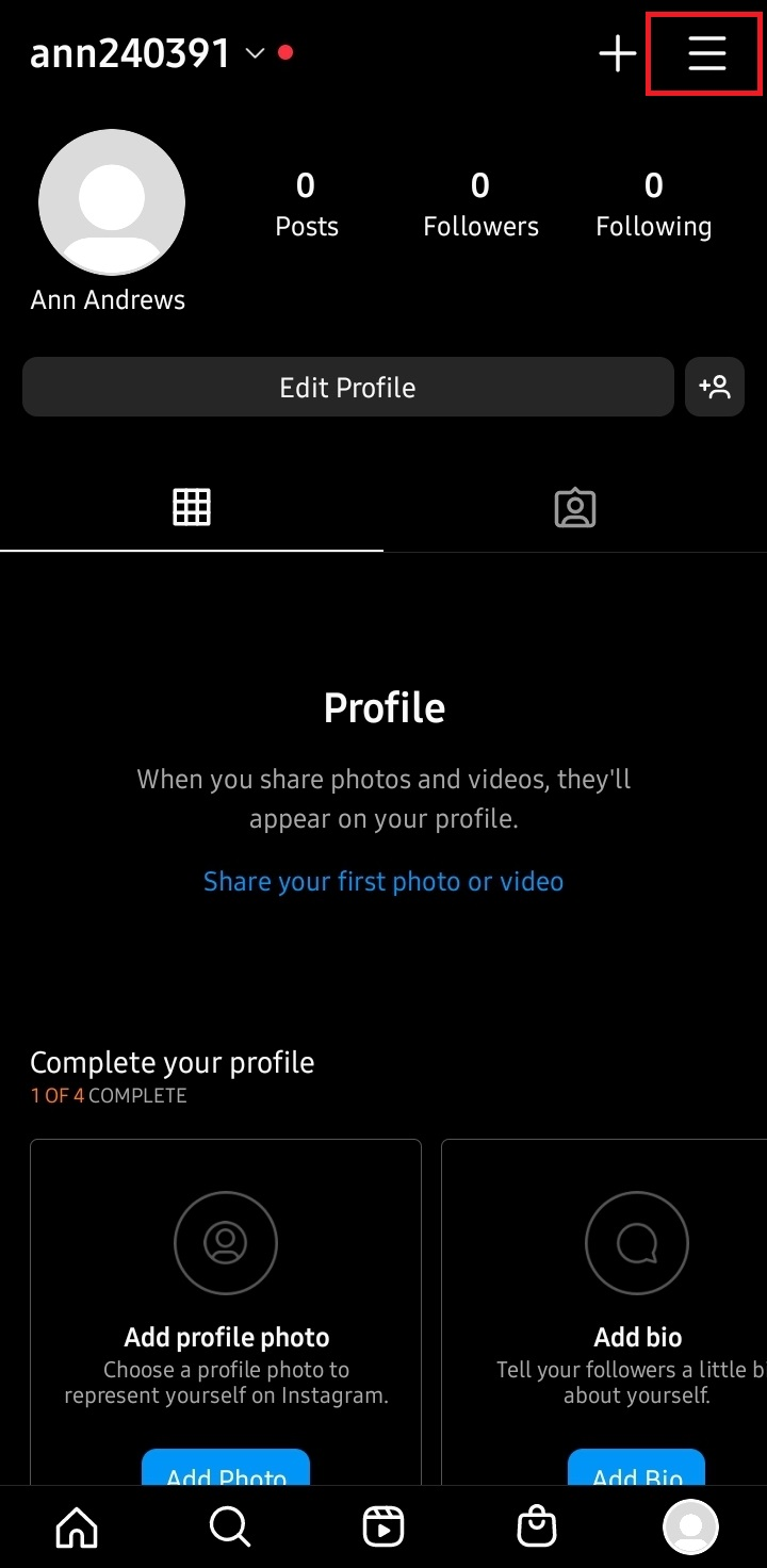 go to profile page