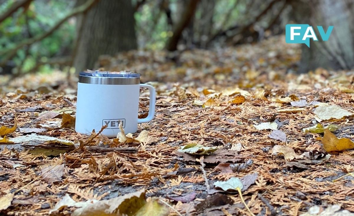YETI 14 oz Mug a perfect companion on a trail walk.
