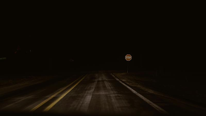Road with poor night lighting.