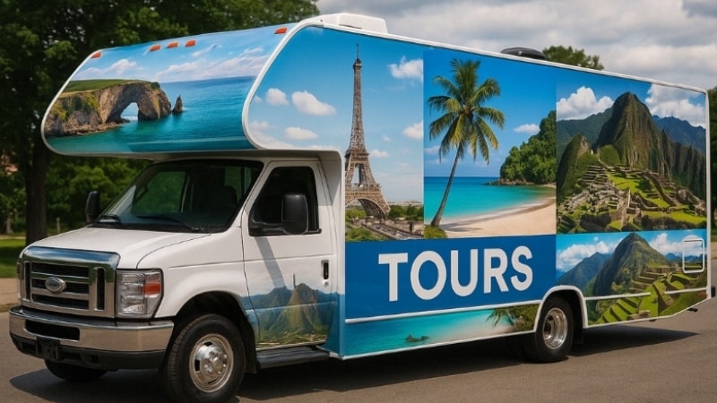 Advertisment on wheels done through custom vinyls sheet