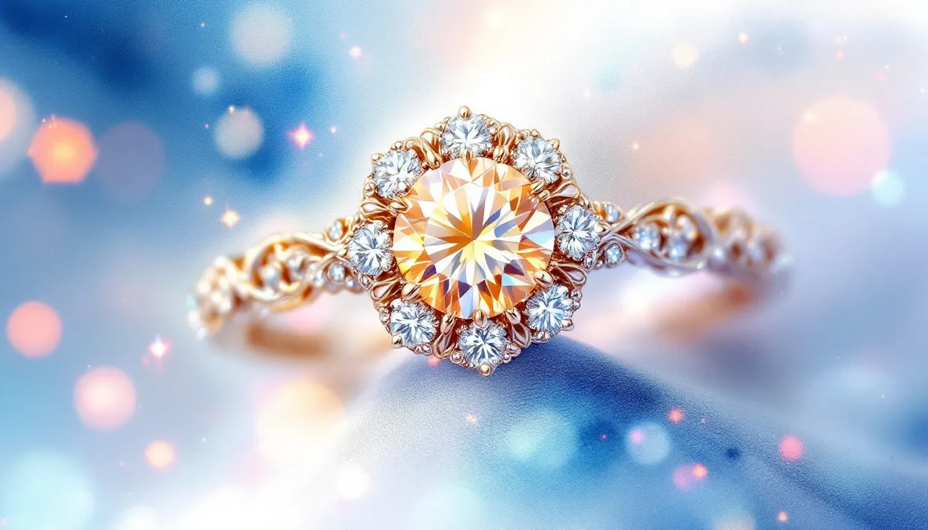 A close-up of a hidden halo engagement ring that highlights its unique design.