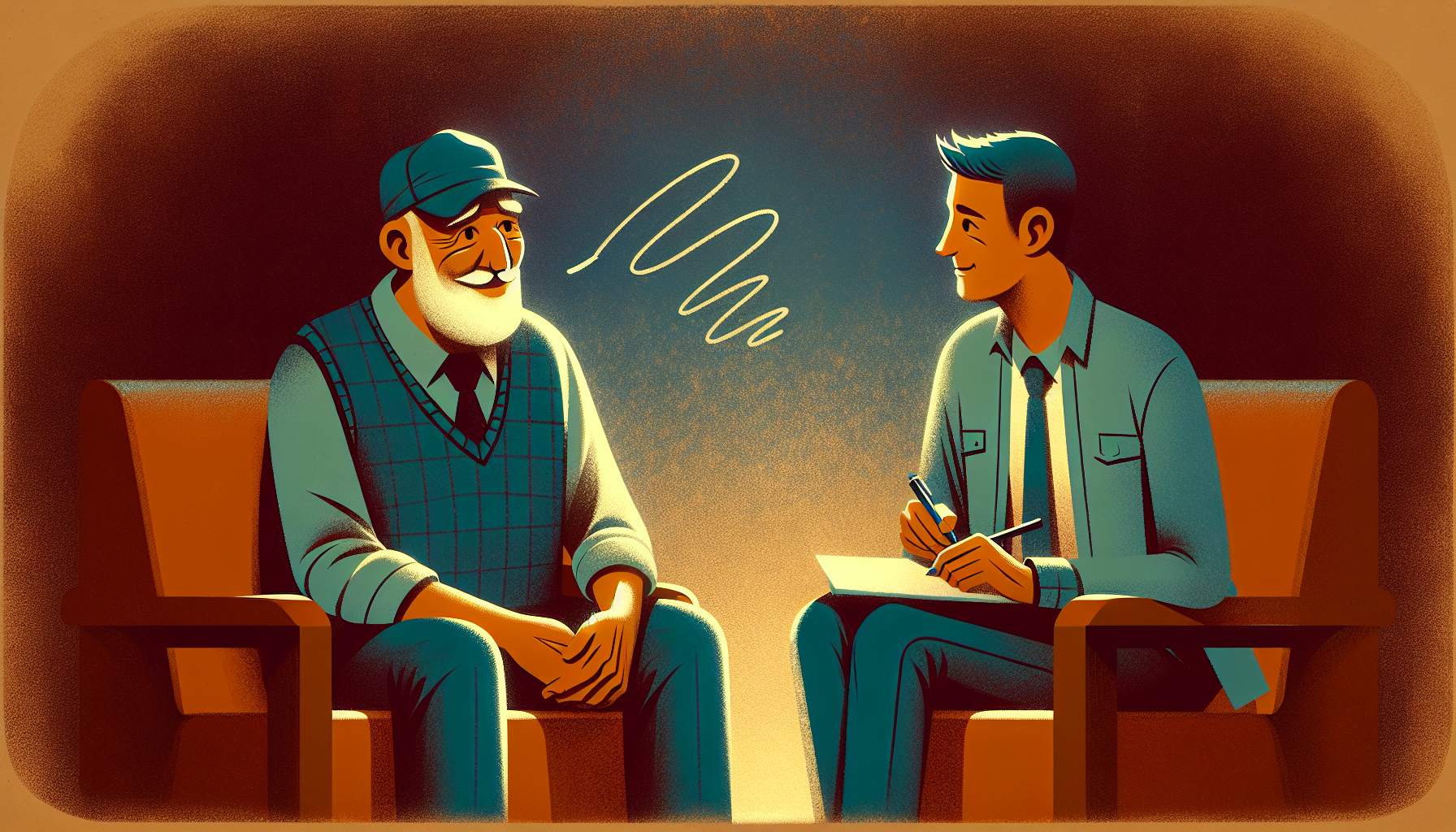 Illustration of a veteran receiving counseling and support