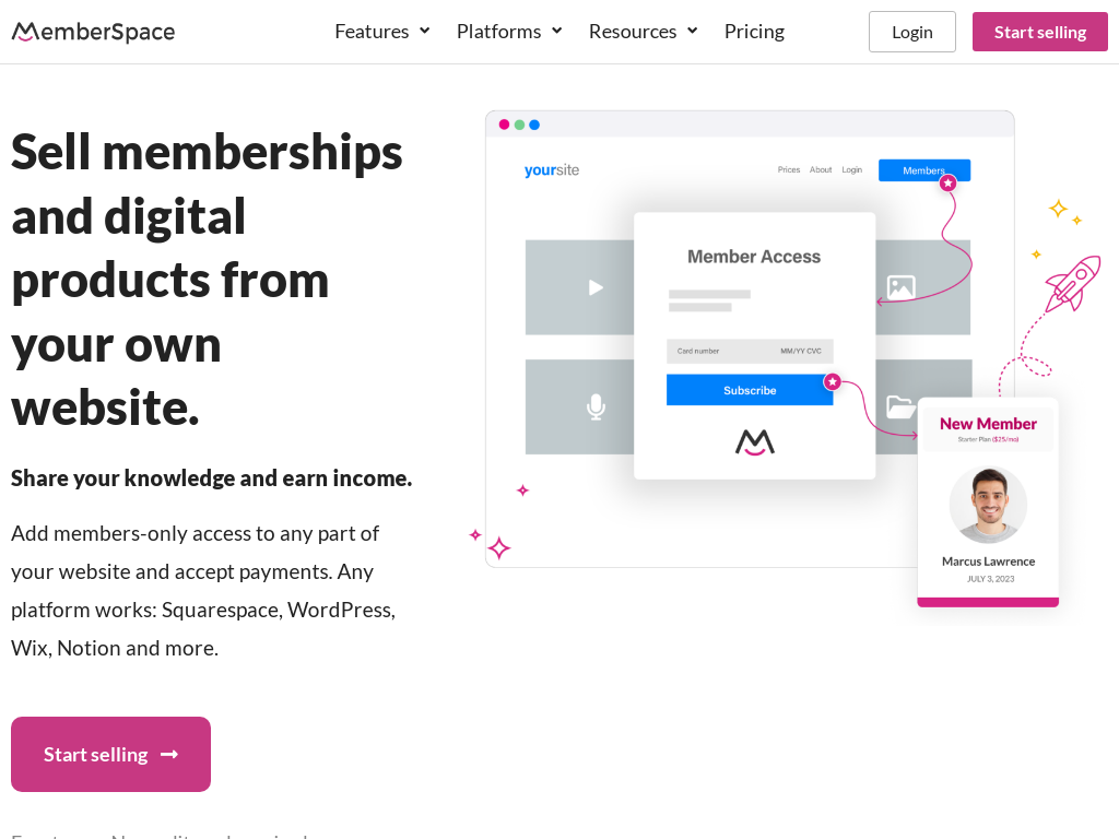 No code membership site MemberSpace