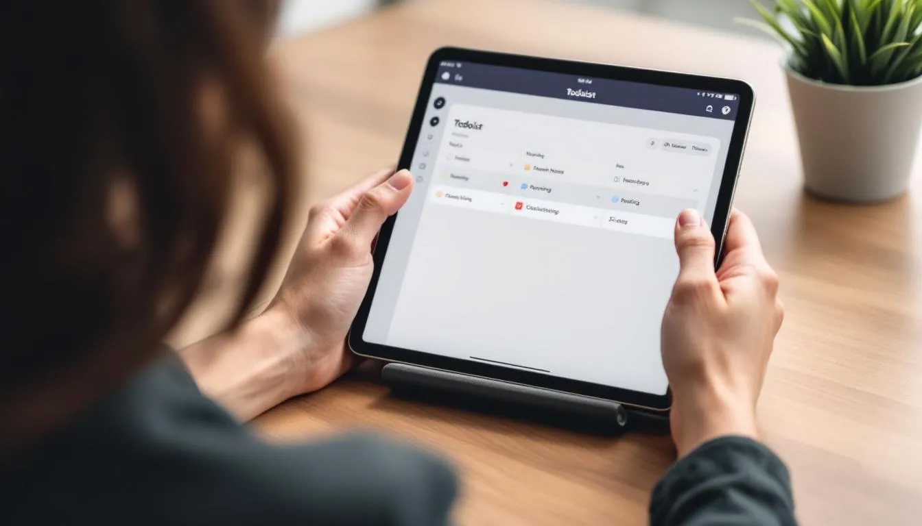 Un utilisateur gérant des tâches sur l'application Todoist sur un iPad.