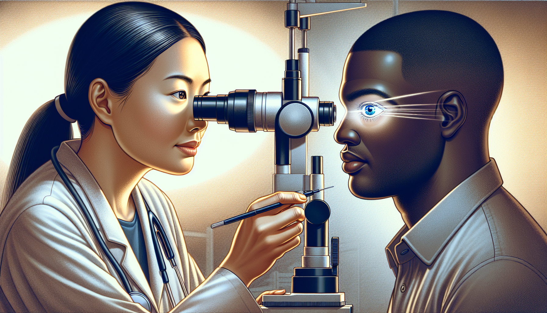 Illustration d'un examen ophtalmologique