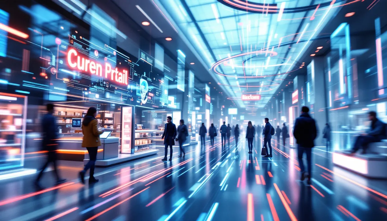 A depiction of retail and e-commerce transformation through technology.