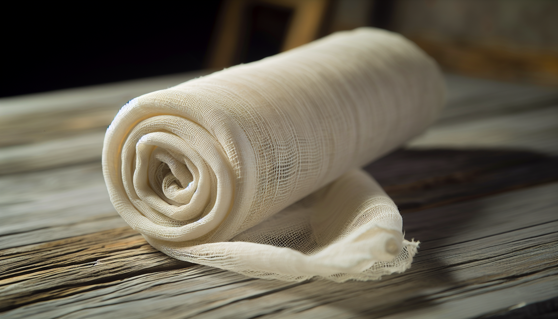 A roll of muslin fabric