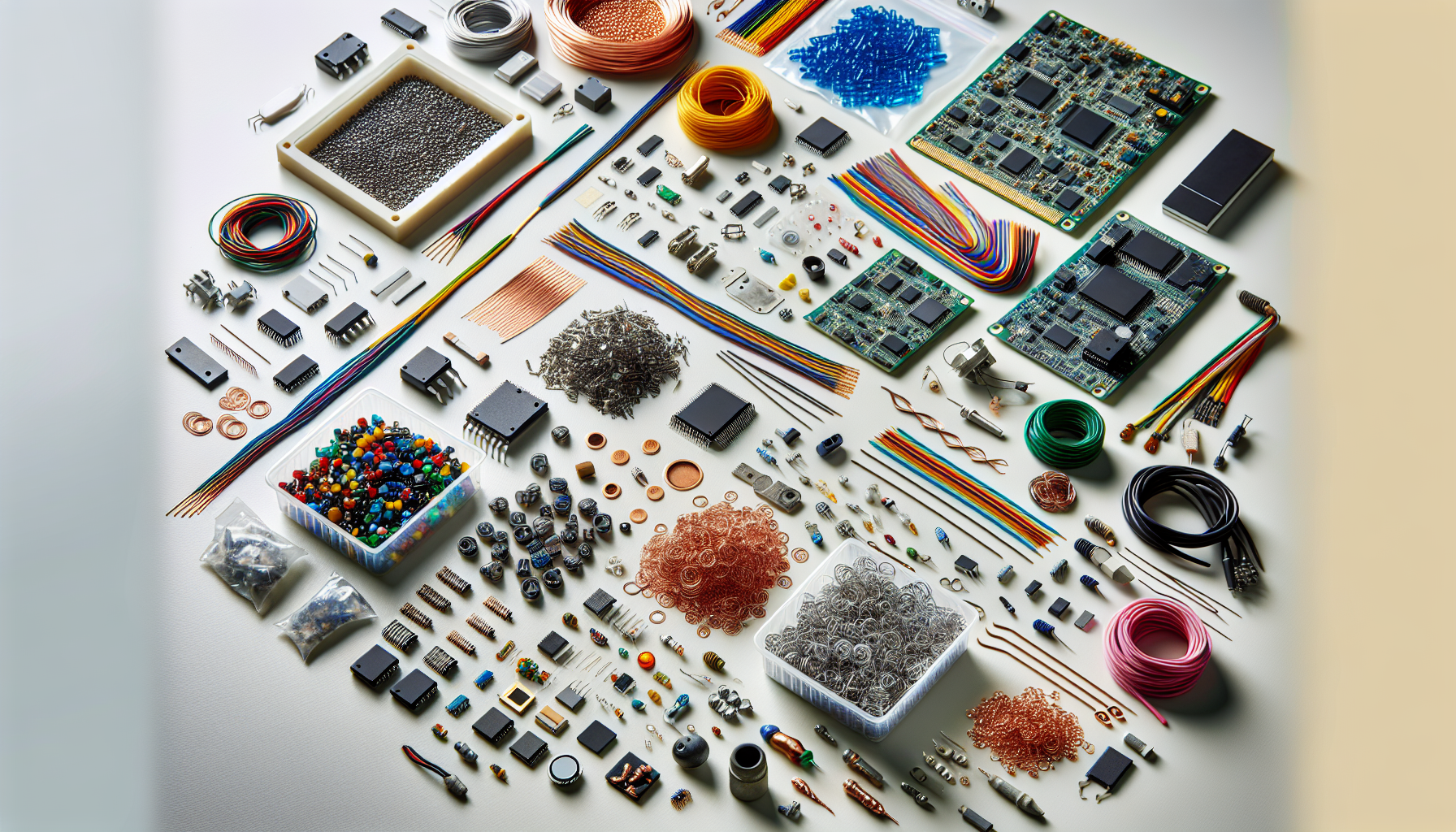 Illustration of electronic components and raw materials