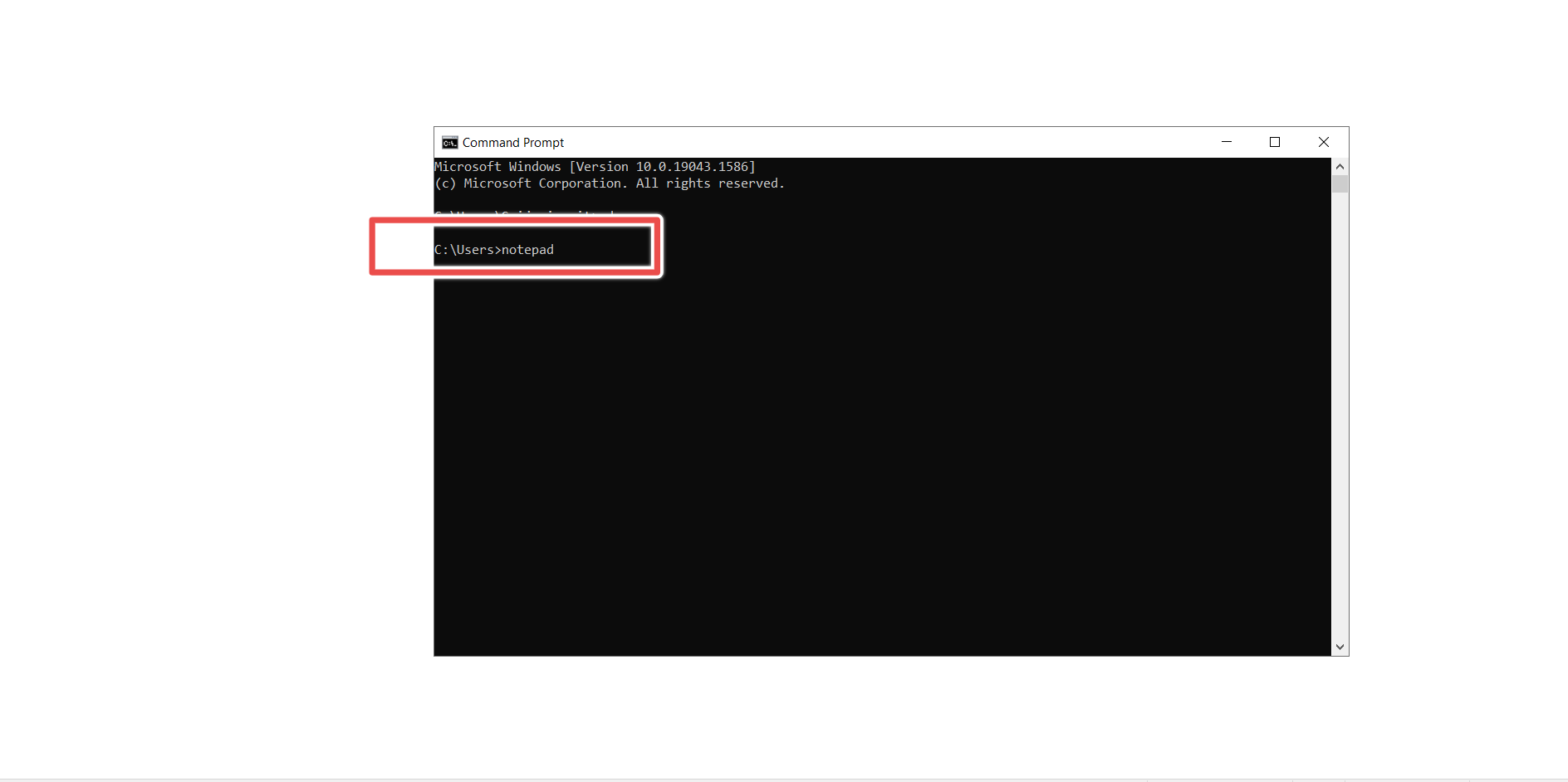 command prompt notepad