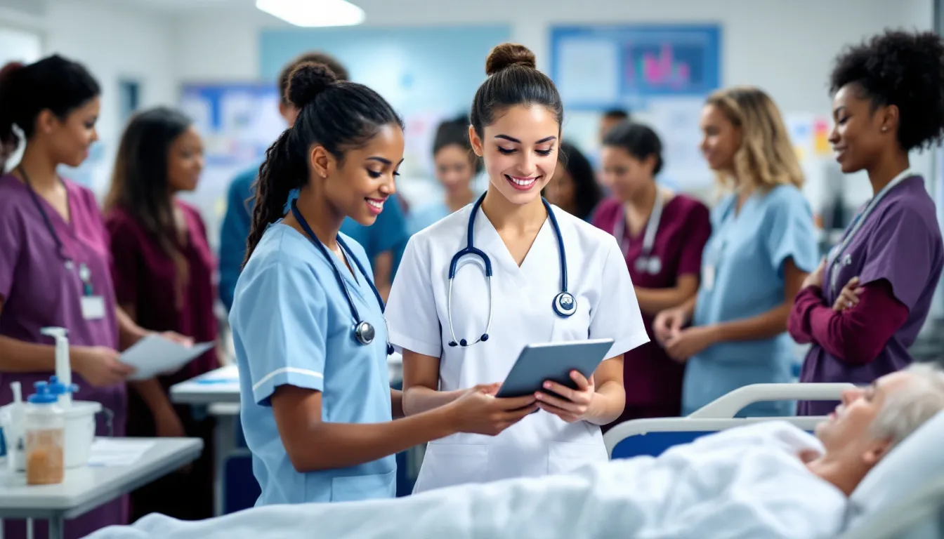 A nursing assistant in training during clinical experience.