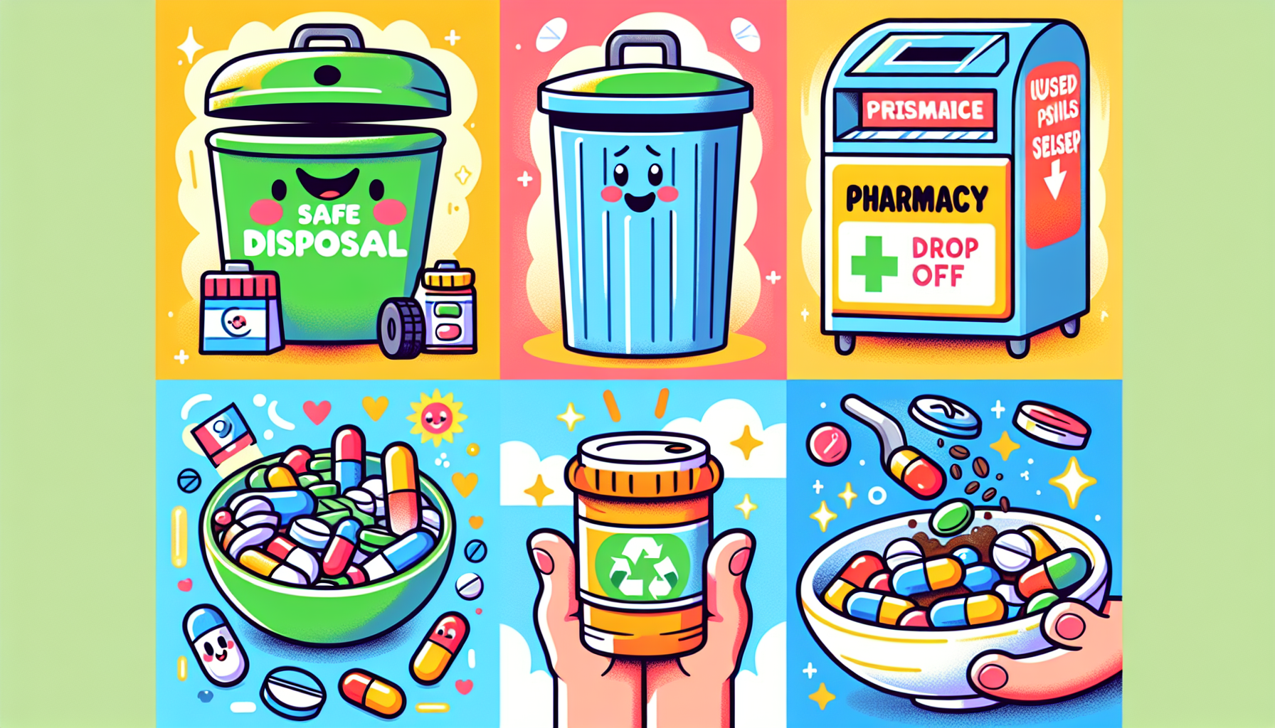 An illustration demonstrating safe disposal methods for expired Adderall.