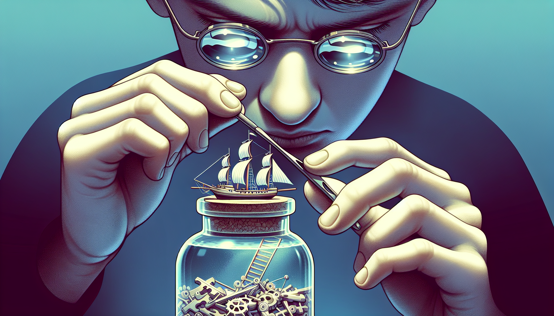 Illustration of a person focusing on a specific task with enhanced concentration