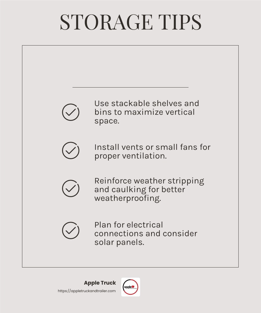 Proper ventilation and insulation are key to maintaining your container's internal climate. - shipping container storage solutions infographic checklist-light-beige