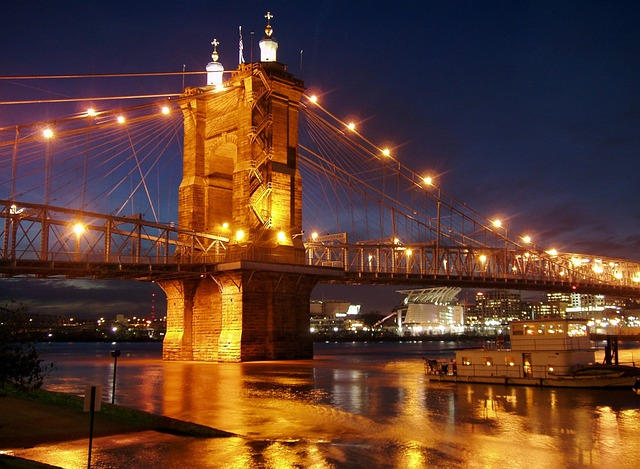 suspension bridge, ohio river, cincinnati