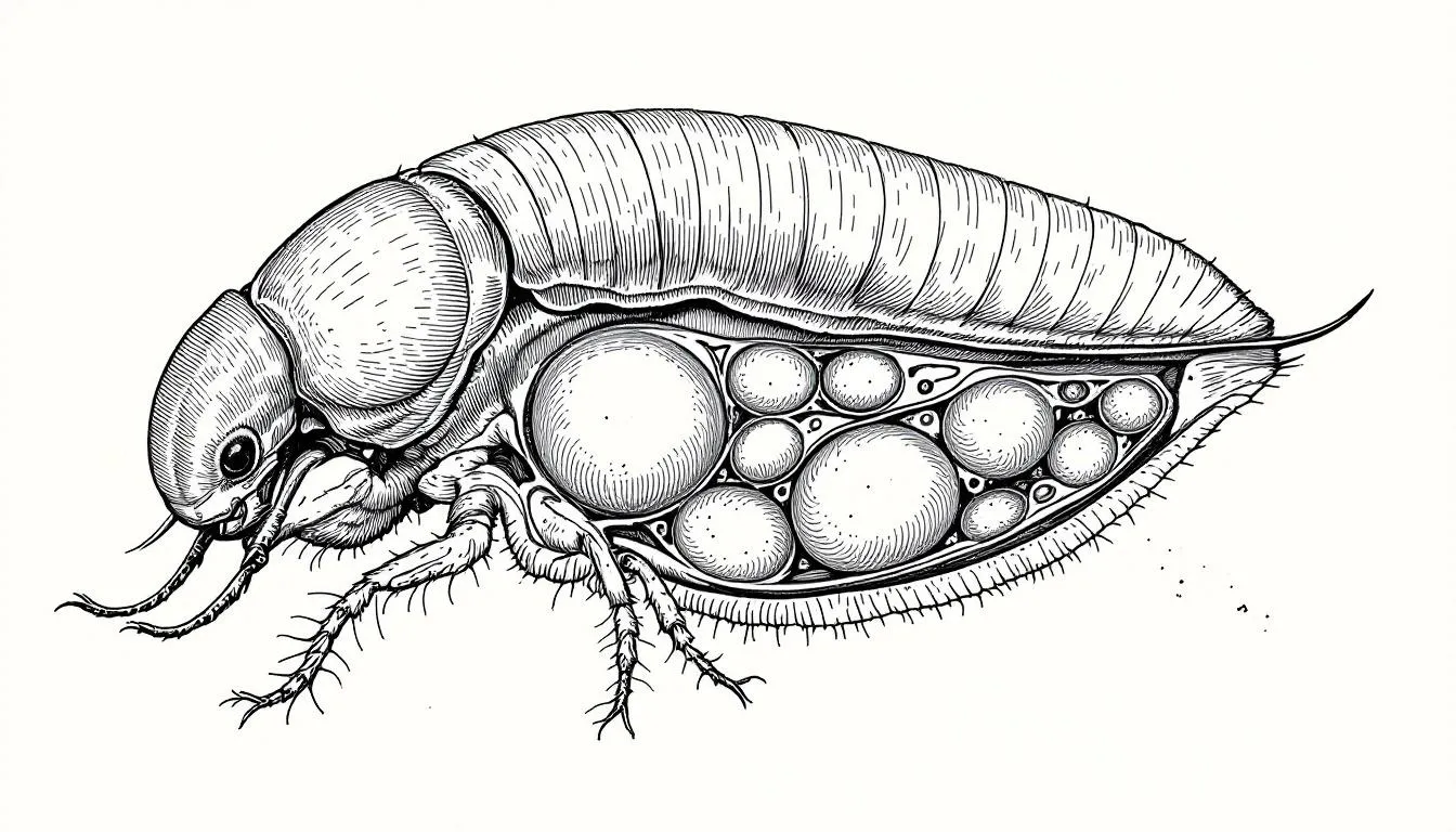 Reproductive anatomy of female woodlice with brood pouch.