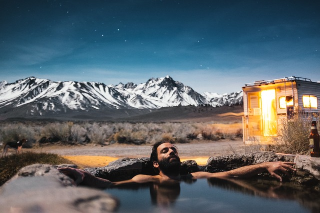 hot spring, landscape, man, natural steam baths, hot springs, Denver, CO, Glenwood Springs