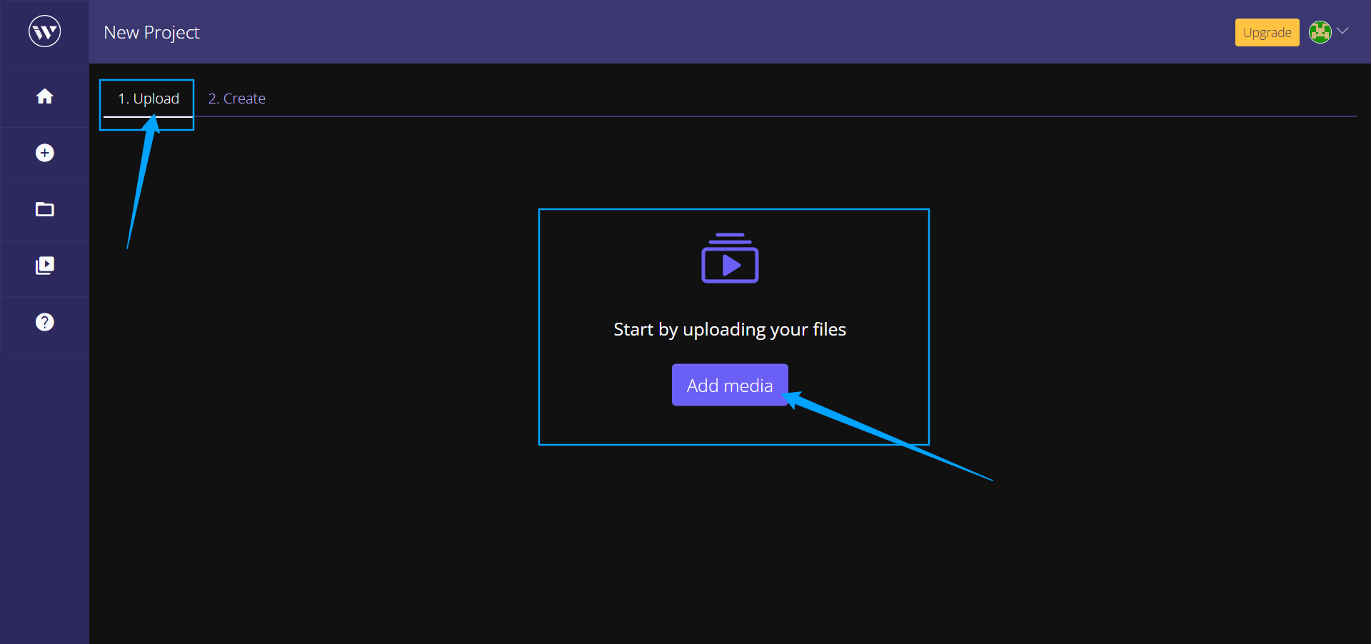 Upload an existing video on Wisecut