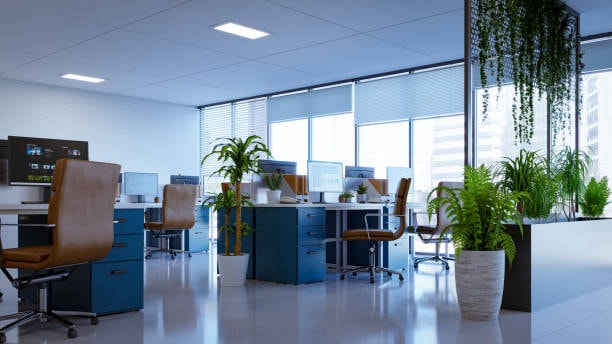 Glare-free lights creating a comfortable environment in an office. 