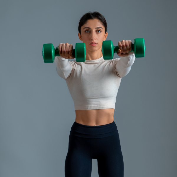 Image showing a person performing front raises with proper technique.