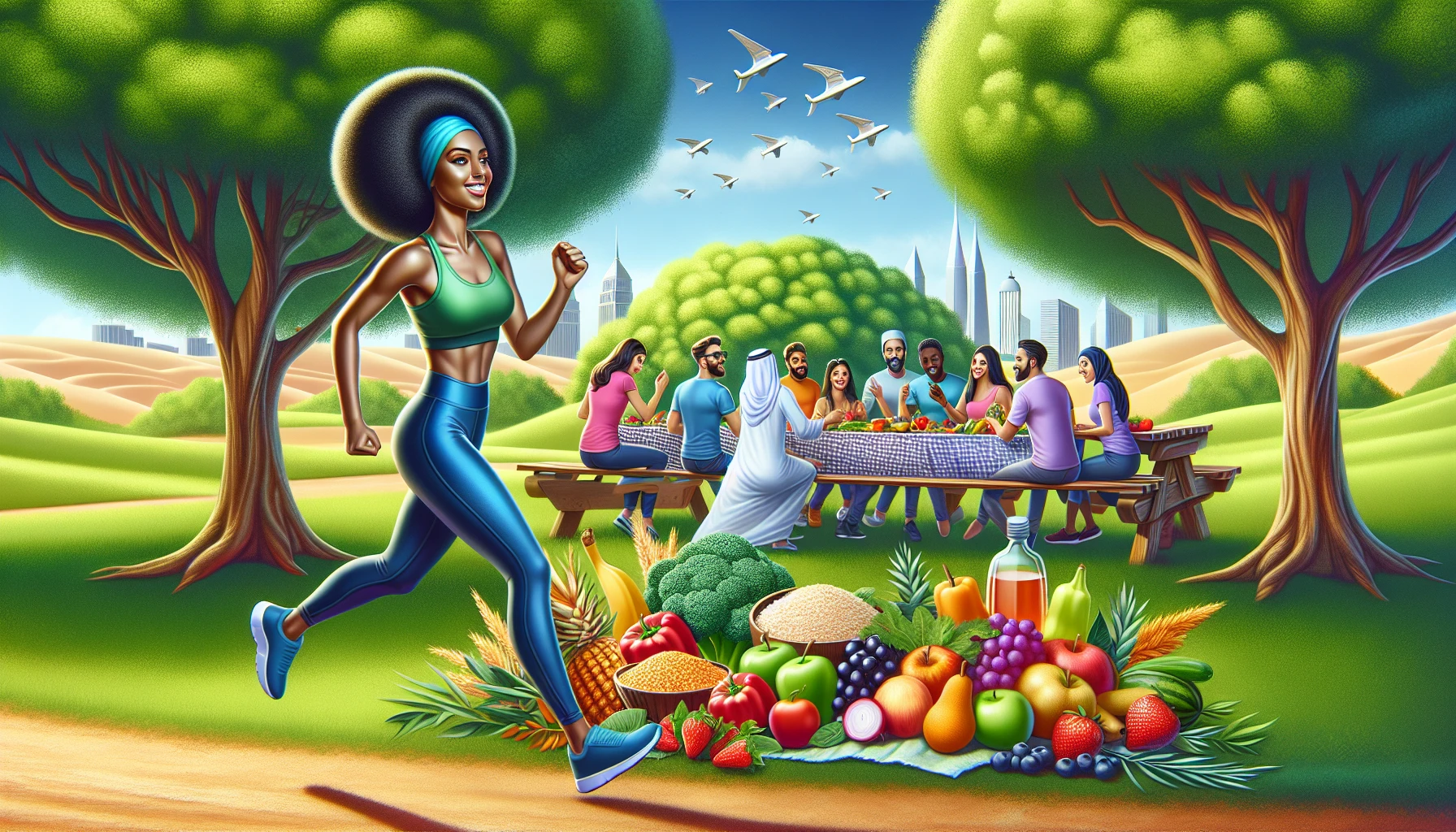An illustration of healthy lifestyle choices