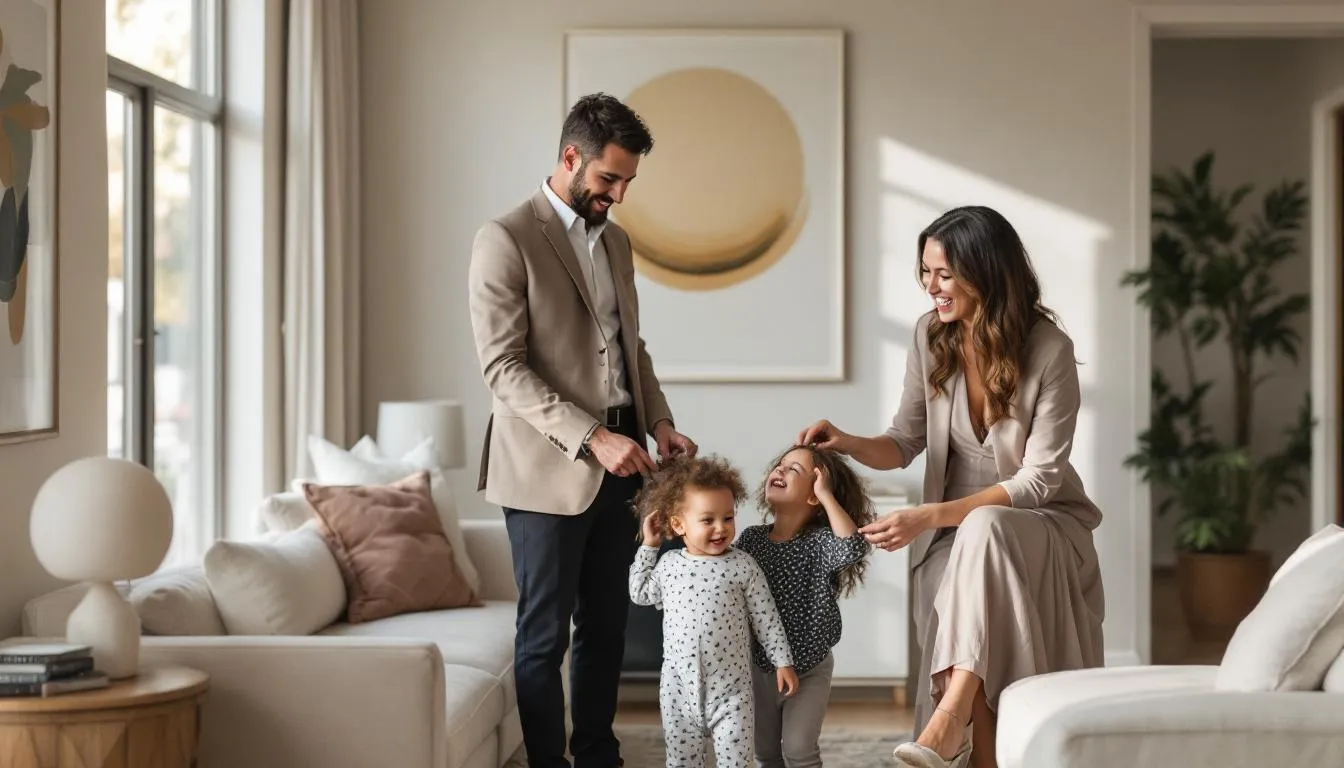 Tips for Stunning Professional Family Photos You’ll Cherish Forever 10 A family preparing for a photoshoot day with their outfits ready.