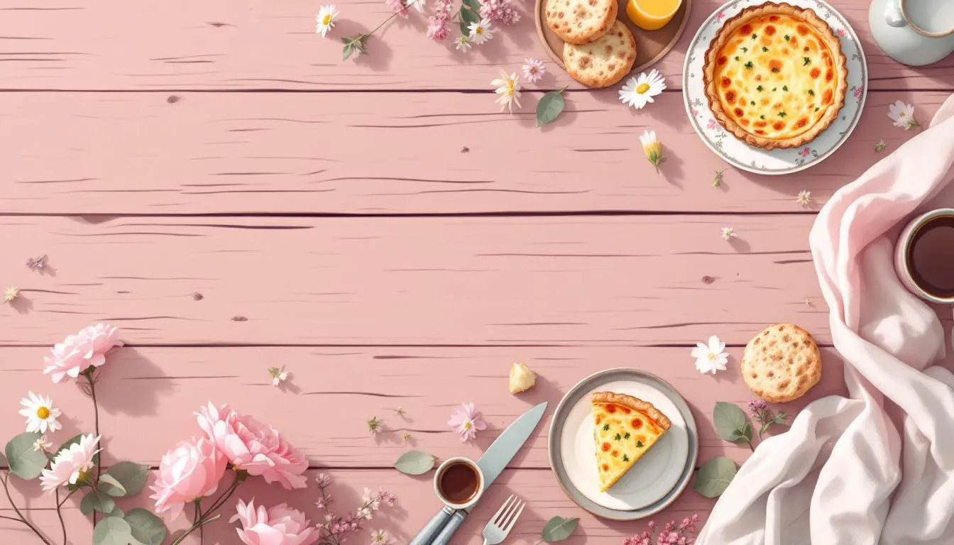 Savory bites including quiche and scones, great for a Mother's Day brunch.