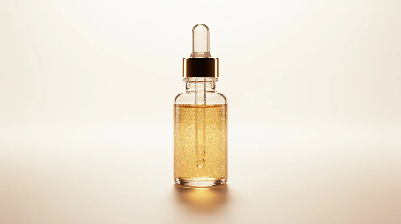 Die Tropfflasche enthält eine goldene Flüssigkeit, die vermutlich CBD-Öl ist, und steht auf einem hellen Hintergrund. CBD wird häufig zur Behandlung von verschiedenen Gesundheitszuständen verwendet und kann, wie viele Produkte, mit anderen Medikamenten interagieren, weshalb es wichtig ist, mit einem Arzt über mögliche Nebenwirkungen zu sprechen.