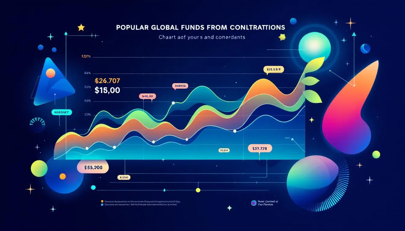 Populära globalfonder hos Avanza och Nordnet, med en graf som visar deras avkastning.