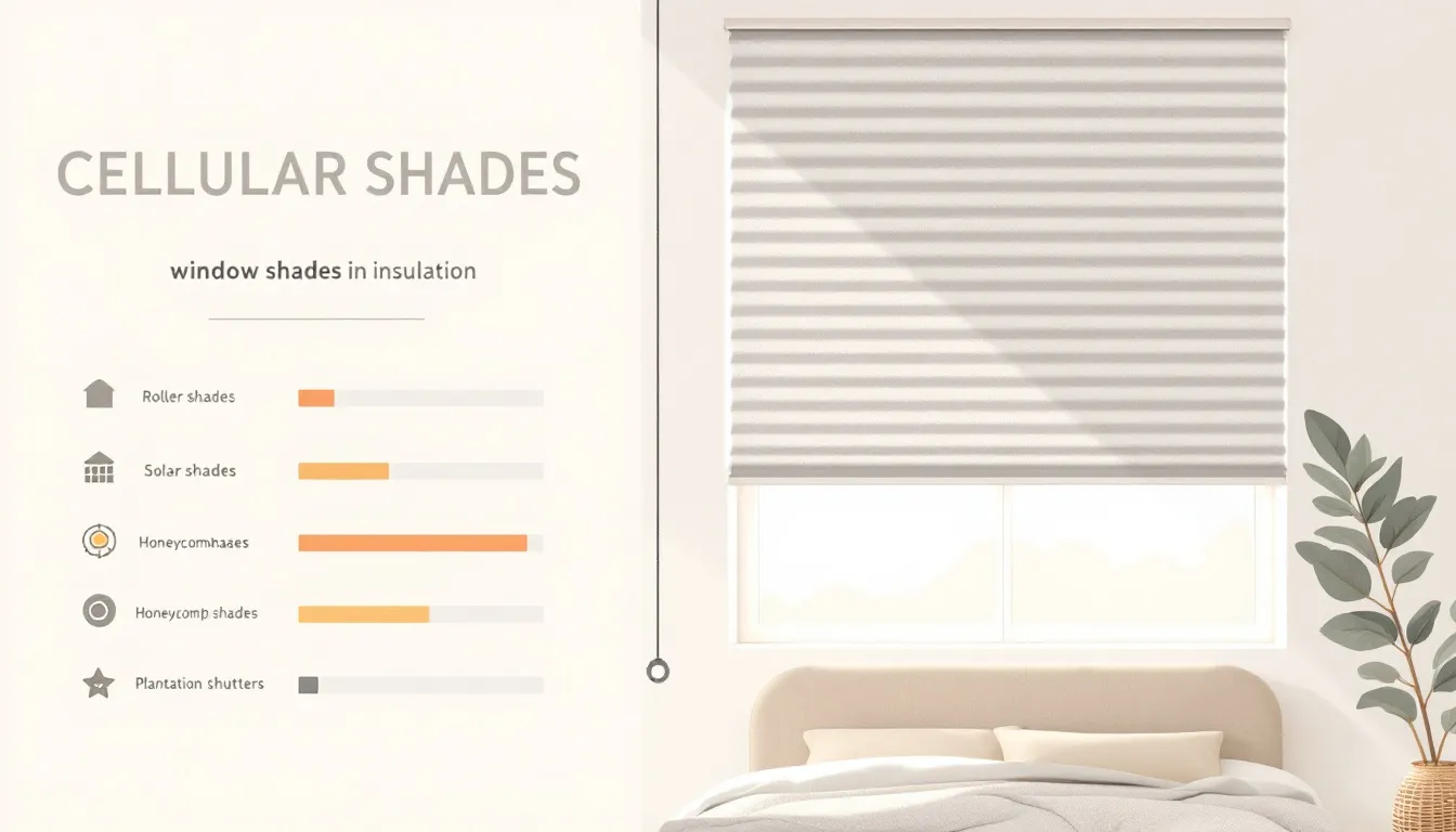 Cellular shades providing insulation in a cozy bedroom.