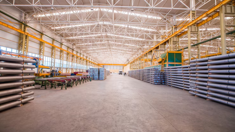 A well-lit certified UGR fixtures warehouse providing workplace safety