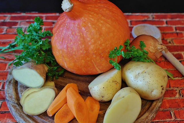 pumpkin hokkaido, potato, parsely