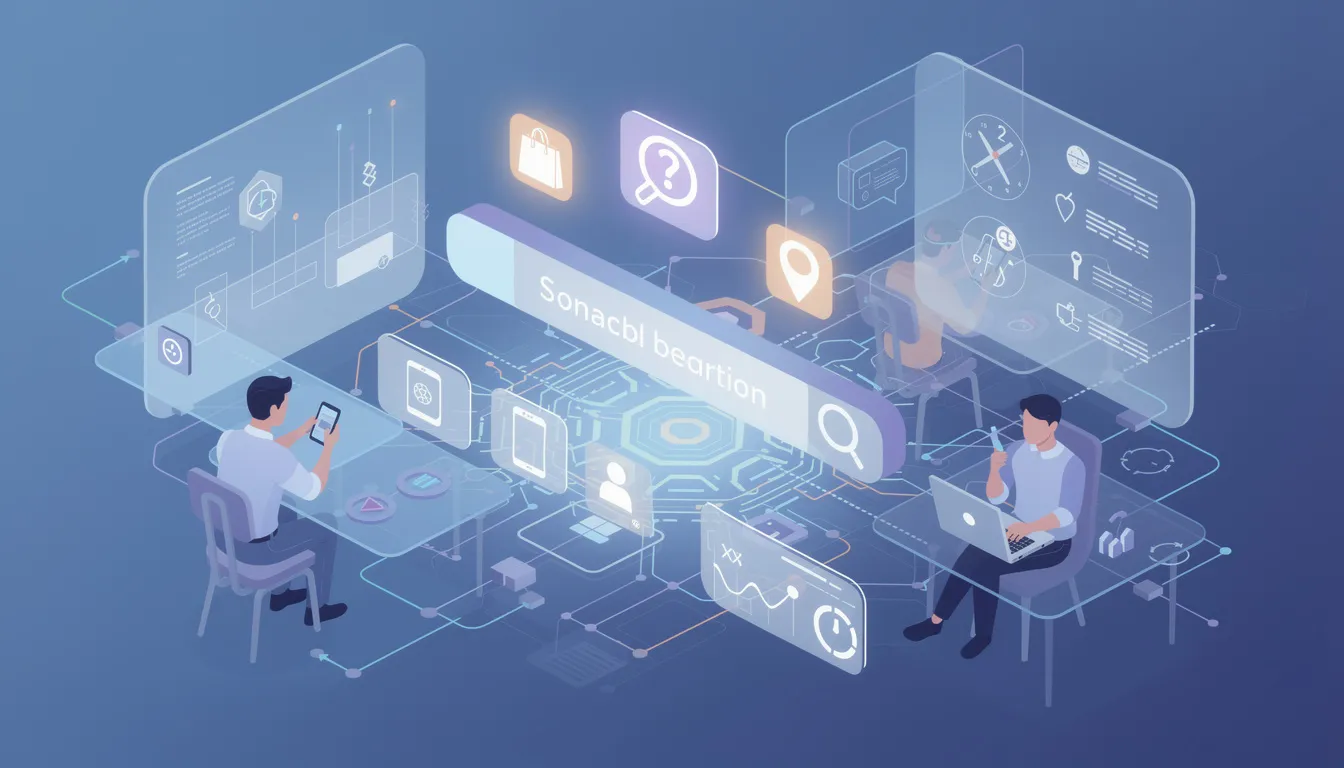 The image illustrates the concept of search engine marketing, highlighting how search engines utilize complex algorithms to deliver tailored search results based on user intent, location, and behavior. It emphasizes the importance of optimizing ad spend and improving search engine rankings to enhance online visibility for businesses.