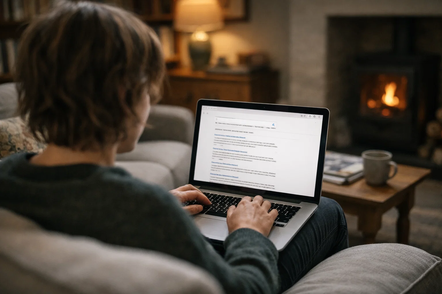 Person searching online for charities to support on laptop