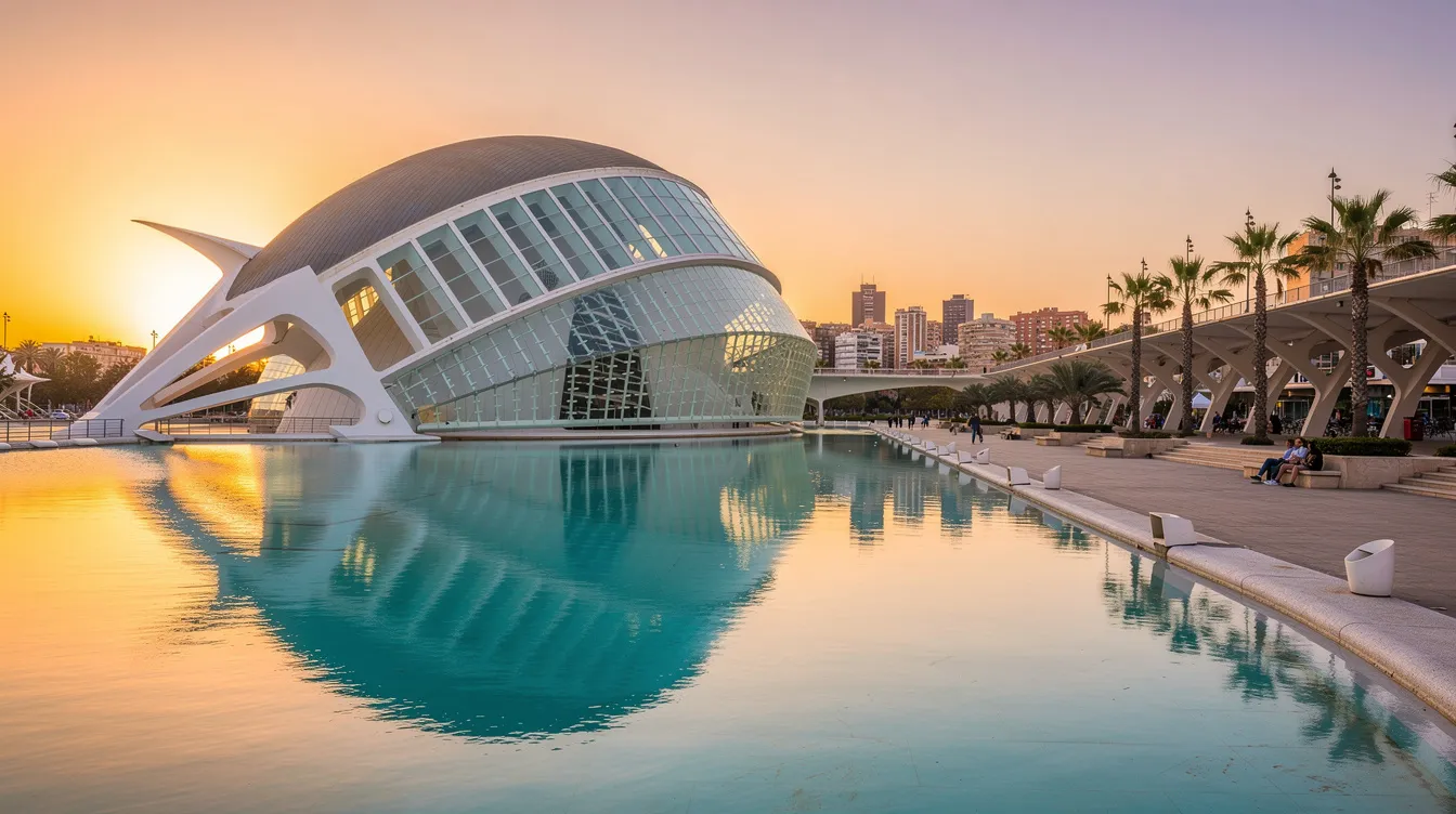 Imagem da cidade de Valência, na Espanha, destacando o centro histórico com a Catedral de Valência e as Torres de Quart ao fundo. A cena captura a rica arquitetura e a atmosfera vibrante da Comunidade Valenciana, convidando os visitantes a explorar suas ruas e mercados.