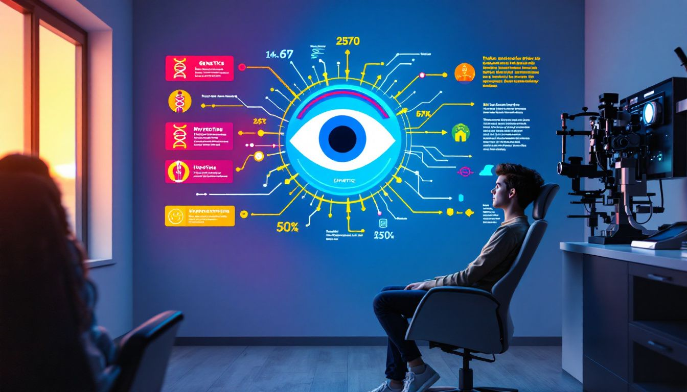 A person undergoing an eye exam, crucial for monitoring myopia progression.