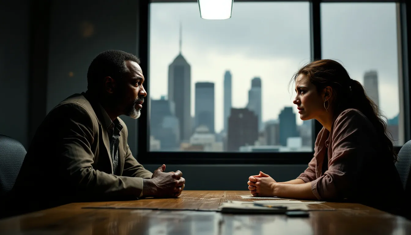 A lawyer consulting with a client about a police misconduct case, illustrating the importance of choosing the right representation.