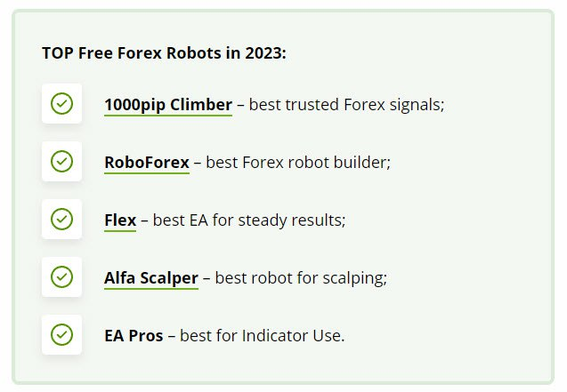 List of top free forex robots in 2023