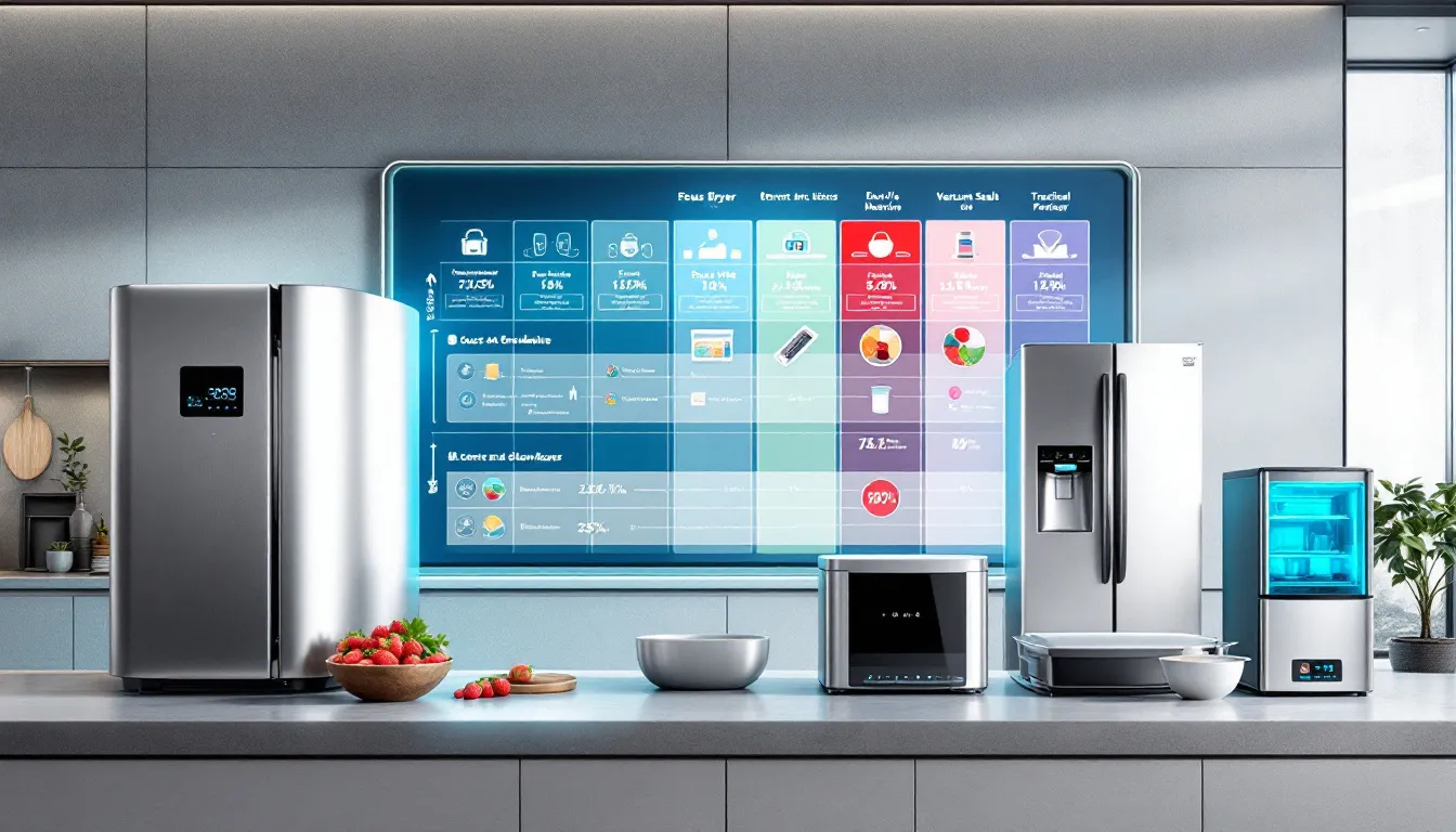 Comparison chart of freeze drying and other food preservation methods.