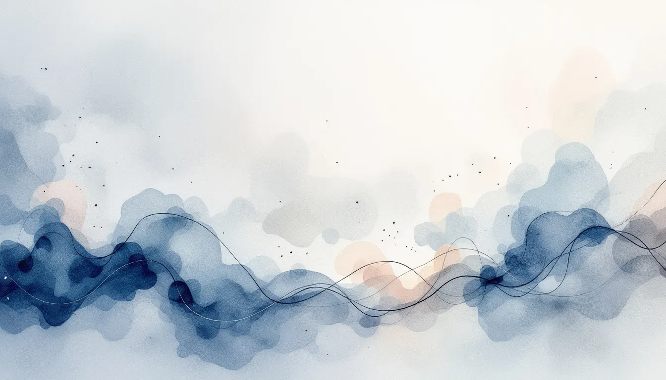 Die verschiedenen Phasen der Trauer sind durch emotionale Darstellungen symbolisiert, die den Übergang von Trauer zu Frieden zeigen.